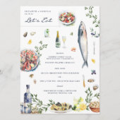 Elegant Griechisch Themed | Illustriertes Mittelme Menükarte (Vorderseite)