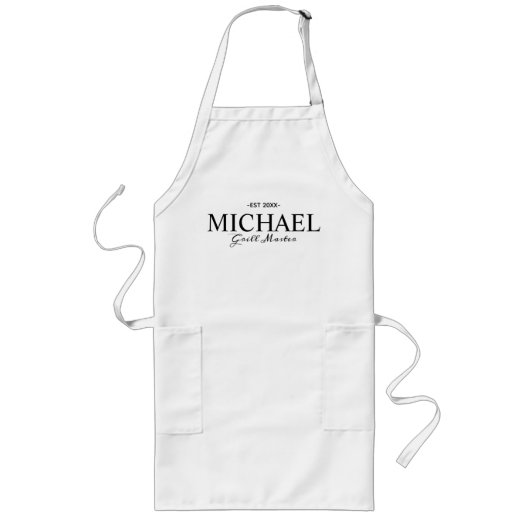 Elegant Grill Master Individuelle Name Black Typog Lange Schürze (Vorne)