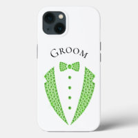Elegant Groom Tuxedo Green Typografy Wedding