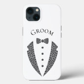 Elegant Groom Tuxedo Schwarz-weiß Wedding Case-Mate iPhone Hülle (Rückseite)