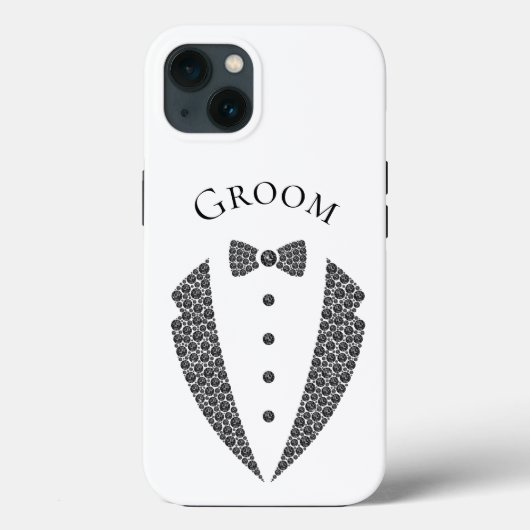 Elegant Groom Tuxedo Schwarz-weiß Wedding Case-Mate iPhone Hülle (Rückseite)