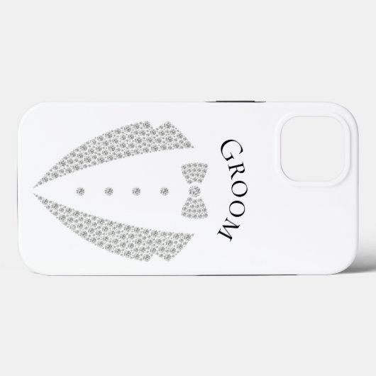 Elegant Groom Tuxedo Silver Typografy Wedding Case-Mate iPhone Hülle (Rückseite (Horizontal))