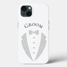 Elegant Groom Tuxedo Silver Typografy Wedding Case-Mate iPhone Hülle