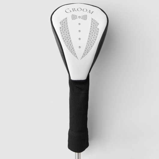Elegant Groom Tuxedo Typografy Wedding Golf Headcover (Vorderseite)