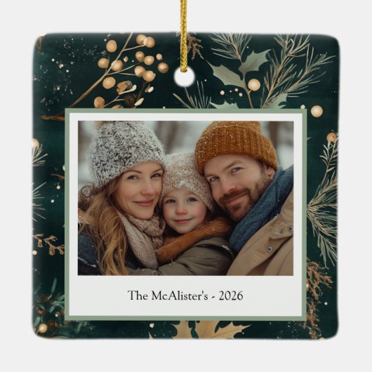 Elegant grün botanisch zweiseitig keramikornament (Rückseite)