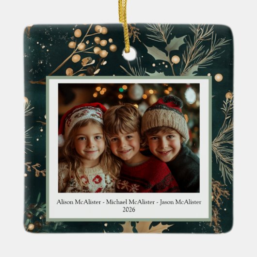 Elegant grün botanisch zweiseitig keramikornament (Vorderseite)