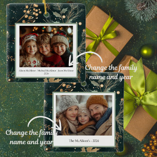 Elegant grün botanisch zweiseitig keramikornament