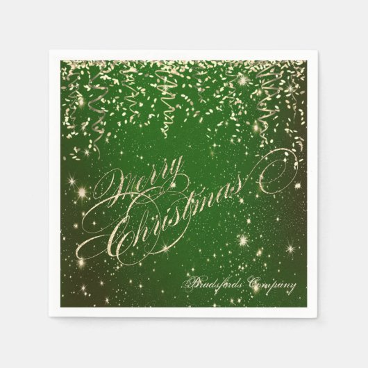 Elegant Grün, frohe Weihnachten ,Goldene Confetti Serviette (Vorderseite)