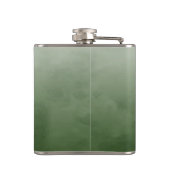 Elegant grün gebürstet mit einfachem Goldmonogramm Flachmann (Rückseite)