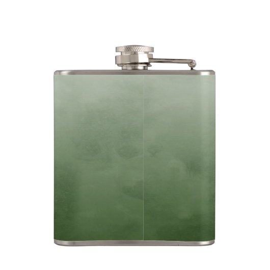 Elegant grün gebürstet mit einfachem Goldmonogramm Flachmann (Rückseite)