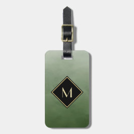 Elegant grün gebürstet mit einfachem Goldmonogramm Gepäckanhänger