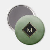 Elegant grün gebürstet mit einfachem Goldmonogramm Magnet (Vorderseite/Rückseite)