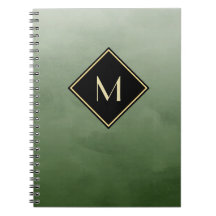 Elegant grün gebürstet mit einfachem Goldmonogramm