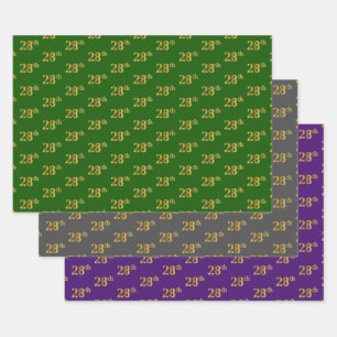 Elegant Grün, Grau, Violett, Falsches Gold 28. Eve Geschenkpapier Set