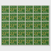 Elegant, grün, Imitate Gold 22. Geburtstag + Name Geschenkpapier (Flach)