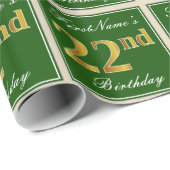 Elegant, grün, Imitate Gold 22. Geburtstag + Name Geschenkpapier (Rolleneckpunkt)
