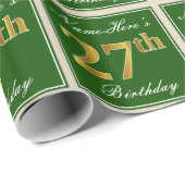 Elegant, grün, Imitate Gold 27. Geburtstag + Name Geschenkpapier (Rolleneckpunkt)