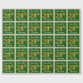 Elegant, grün, Imitate Gold 28. Geburtstag + Name Geschenkpapier (Flach)