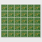 Elegant, grün, Imitate Gold 29. Geburtstag + Name Geschenkpapier (Flach)