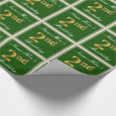 Elegant, grün, Imitate Gold 2. Geburtstag + Name Geschenkpapier (Ecke)