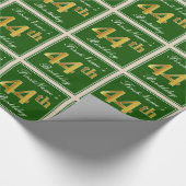 Elegant, grün, Imitate Gold 44. Geburtstag + Name Geschenkpapier (Ecke)