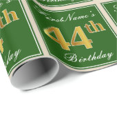 Elegant, grün, Imitate Gold 44. Geburtstag + Name Geschenkpapier (Rolleneckpunkt)