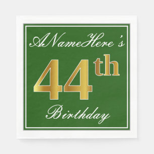 Elegant grün, Imitate Gold 44. Geburtstag + Name Serviette