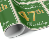 Elegant, grün, Imitate Gold 47. Geburtstag + Name Geschenkpapier (Rolleneckpunkt)