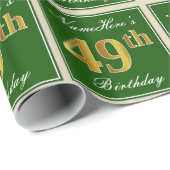 Elegant, grün, Imitate Gold 49. Geburtstag + Name Geschenkpapier (Rolleneckpunkt)