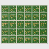 Elegant, grün, Imitate Gold 57. Geburtstag + Name Geschenkpapier (Flach)