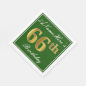 Elegant grün, Imitate Gold 66. Geburtstag + Name Serviette (Ecke)
