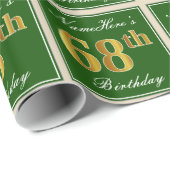 Elegant, grün, Imitate Gold 68. Geburtstag + Name Geschenkpapier (Rolleneckpunkt)