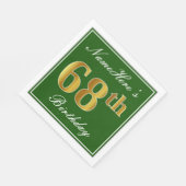 Elegant grün, Imitate Gold 68. Geburtstag + Name Serviette (Ecke)