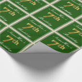 Elegant, grün, Imitate Gold 7. Geburtstag + Name Geschenkpapier (Ecke)