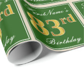 Elegant, grün, Imitate Gold 83. Geburtstag + Name Geschenkpapier (Rolleneckpunkt)