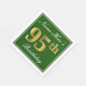 Elegant grün, Imitats Gold 95. Geburtstag + Name Serviette (Ecke)