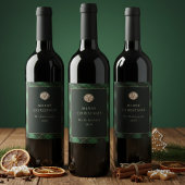 Elegant grün kariert Frohe Weihnachten Festlich Weinetikett