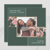 Elegant grün mit rosa Foto Hochzeit Save The Date (Vorne/Hinten)