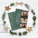 Elegant grün moderne minimale Multi-Foto botanisch Feiertagskarte<br><div class="desc">Elegante Eukalyptus schluckt grün moderne minimale Multi-Foto Aquarell botanisches Blattwerk.</div>