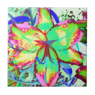 Elegant grün rosa Wasserfarbe tropische Blumen Fliese