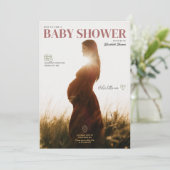 Elegant grün und braun Minimalistisch, mit Foto Einladung (Stehend Vorderseite)