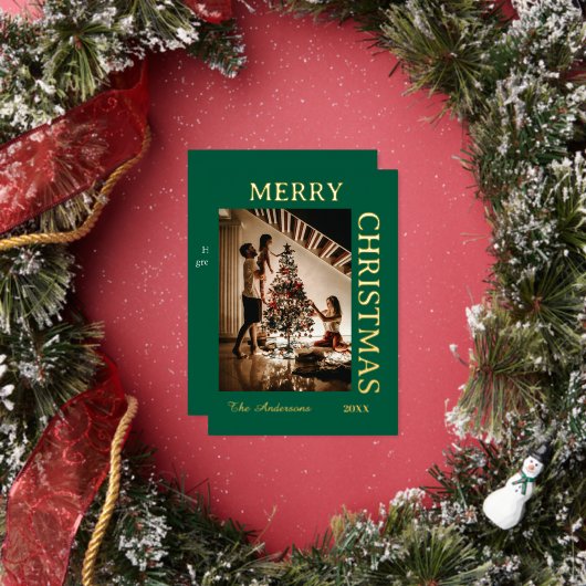 Elegant Grün und Gold Folien Feiertagskarte (Insitu)