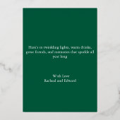 Elegant Grün und Gold Folien Feiertagskarte (Rückseite)