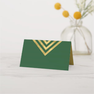 Elegant, grün und Imitate, goldene geometrische Fo Platzkarte