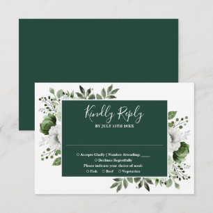 Elegant grüne botanische Blumenhochzeit RSVP Karte