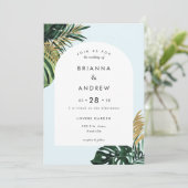 Elegant, grüner Palm, Arch Einladung (Stehend Vorderseite)