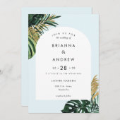 Elegant, grüner Palm, Arch Einladung (Vorne/Hinten)