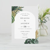 Elegant, grüner Palm, Arch Einladung (Stehend Vorderseite)