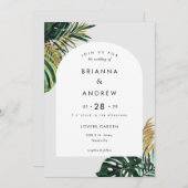 Elegant, grüner Palm, Arch Einladung (Vorne/Hinten)