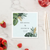 Elegant, grüner Palm, Gold (Nachahmung) Serviette (Beispiel)